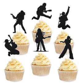 Rock Band Cupcake Toppers - 18pcs Rock and Roll Rock Pop Music Theme Cupcake Picks - Music Concert Theme Birthday Party Decorations