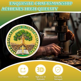 Rooted in Christ Christian Challenge Coins Tree of Life Jesus Bible Coin Colossians 2:6-7 Jesus God Christian Prayer Token Art Pocket Bible Verses Jesus Religious Gifts for Men Women
