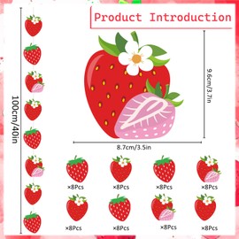 Deorfuy 8 Packs Strawberry Garland Berry First Birthday Decor, Strawberry Baby Shower Banner Decoration, Fruit Birthday Party Decorations Supplies