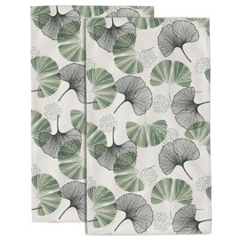 Wotinsi Hand Towels Set of 2 Ginkgo Leaf Towels for Bathroom Soft Absorbent Decorative Hand Bath Towels Dish Towels for Kitchen Sports Gym Yoga Home Decor 14 x 28 in