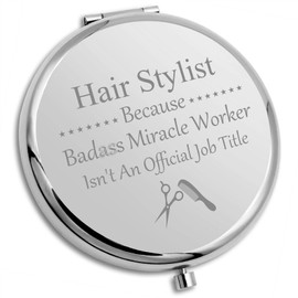 Funny Hairdresser Gifts Thank You Hair Stylist Gift Pocket Makeup Mirror Hair Stylist Gifts for Women Esthetician Gifts Funny Barber Gifts Cosmetology Graduation Gift Compact Mirror Hairstylist Gift