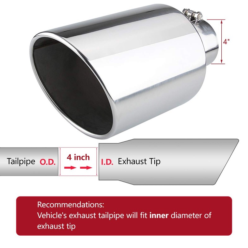 LCGP 4 inch Inlet Diesel Truck Tailtip, 8 inch Outlet