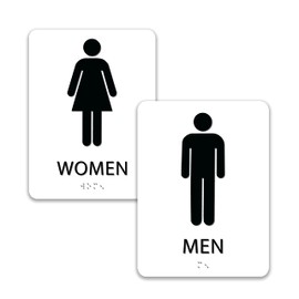 ALPHA DOG ADA SIGNS - Men's & Women's Bathroom Sign with Braille for Your Business, 8x6 Inch, ADA Compliant, Indoor or Outdoor, Easy Installation, Made in the USA, White