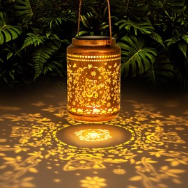 YISITEONE Cat Outdoor Solar Lanterns, Garden Waterproof Metal Hanging Decor Lights for Patio Yard Pathway Lawn Front Porch, Birthday Gardening Cat Lovers Gifts for Women Mom Grandma