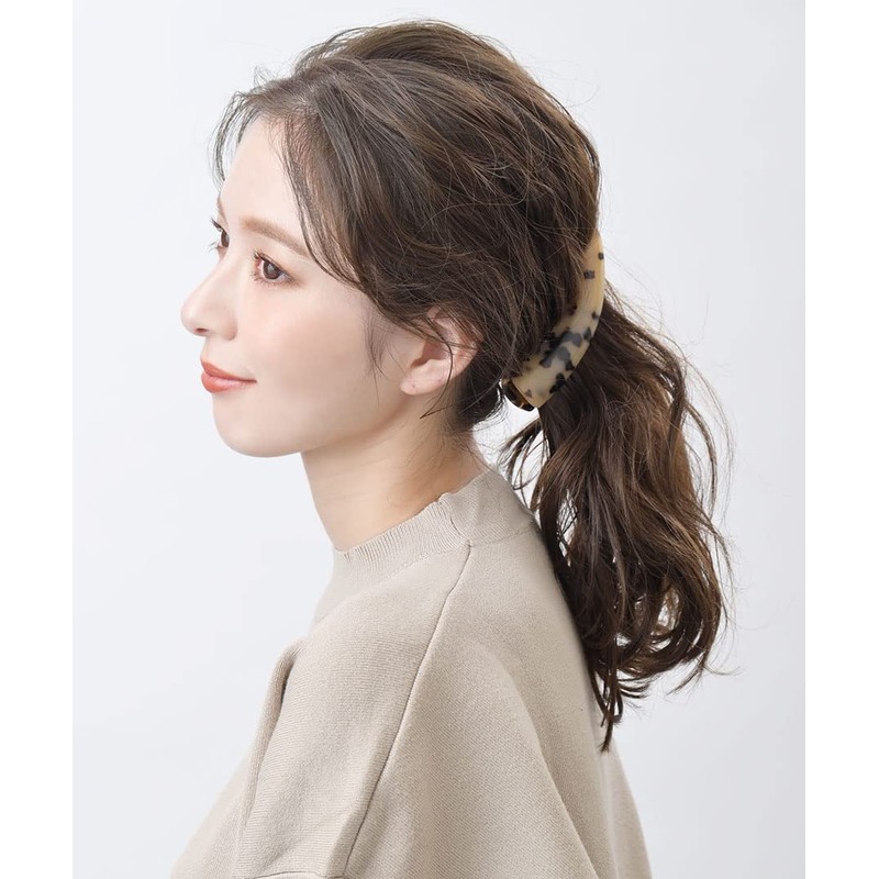 VingTAINE H-14 Marble Pattern Tortoise Shell Style Banana Clip, Beige