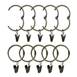 HappyHome Curtain Rings Curtain Hooks 38mm Metal Clip Ring Runner Easy Installation Pack of 10 (Antique Gold)