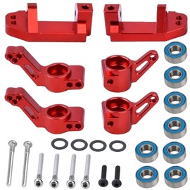 Alloy RC Steering Blocks Caster Block Rear Stub Axle Carriers Upgrades Part for 1/10 2WD Stampede Slash Rustler Nitro Slash,Replaces of 3632 3736 3752.(Red)