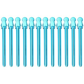 12pcs ZONADAH Duck Bill Hair Clips Duckbilled Clip Hair Salon Barber Hairdressing Hair Clips Hair Sectioning Clips Rustproof Steel Alligator Curl Clips with Holes Design Blue