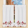 Collections Etc Cardinal & Pine Embroidered Window Curtains