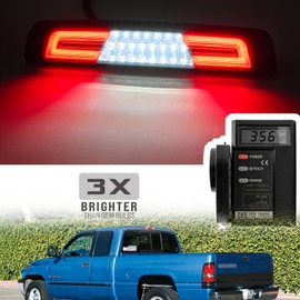 NSLUMO Led Third Brake Light Replacement for 1994-2001 Dodge Ram 1500 2500 3500 Pickup Red LED 3rd Brake Center High Mount Stop Lamp White Cab Cargo Light Smoked Lens Truck Bed CHMSL