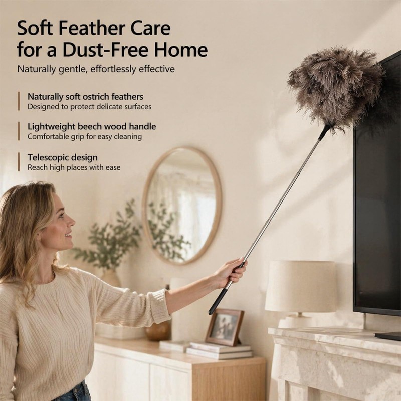Home Cleaning Bundle - Feather Duster - Corner Brush -