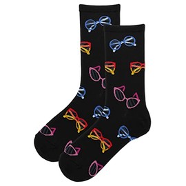 Hot Sox Women's Glasses Socks 1 Pair, Black, Women's 9-11 Shoe