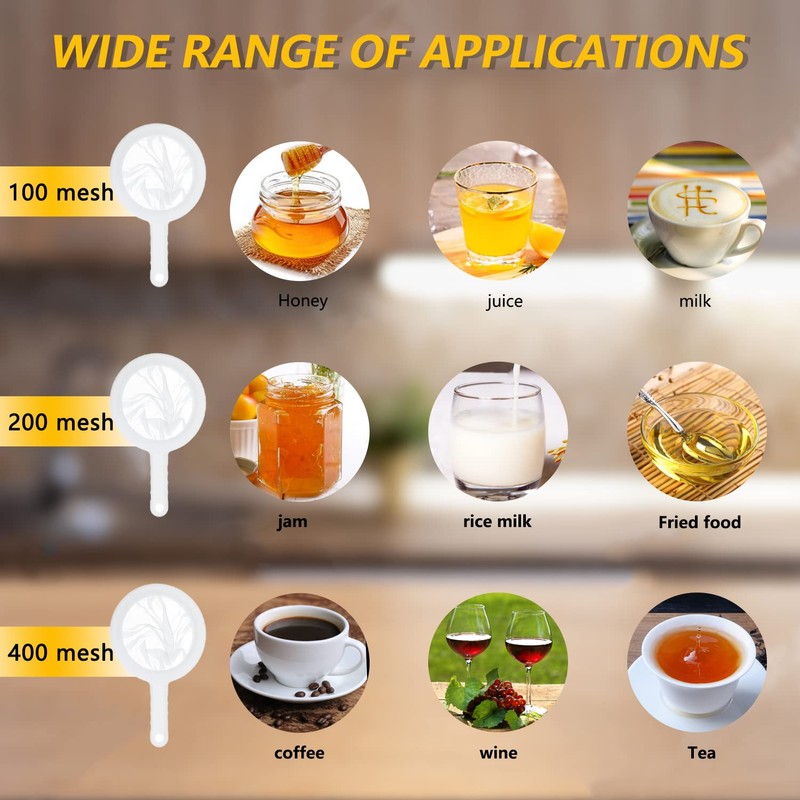 Kitchen Sieve Plastic Household Sieve Fine Mesh, 100/200/400 Mesh Filter