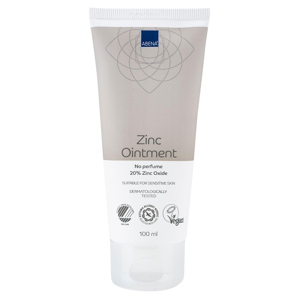 ABENA Zinc Ointment, Protective Cream with Barrier Effect for the Skin with 20% Zinc Oxide, Soothing & Quickly Absorbing, Free from Fragrances & Gentle, Dermatologically Tested, 100 ml