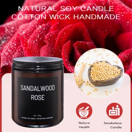 LumiSpace Sandalwood & Rose Scented Candles for Home Scented Aromatherapy Candles, Hand-Poured, 9 OZ, 50H Clean Burn,Soy Wax Candle Gift Set for Women Men