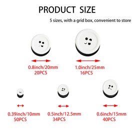 Lilaly 160 pcs Black Buttons for Crafts, 5 Sizes Mixed Round Sewing Buttons for Clothes, Suitable for for DIY Crafts, Coats, Shirts, Pants, Shorts (Black)