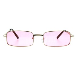 PASTL Rectangular Sunglasses Unisex Fashion Metal Frame Gold, Pink Lens UV 400