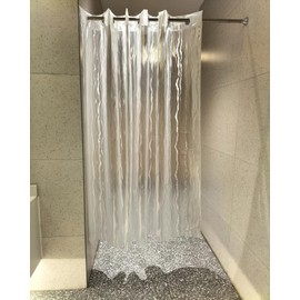 No Hook Shower Curtain or Liner Bathroom Shower Curtain No Hooks Required, Waterproof PEVA, Standard Size 72 x 78 Waterproof, Semi Transparent (Water Wave)