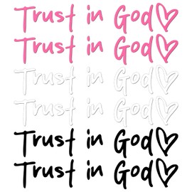 XLIUAX 6pcs Trust in God Rearview Mirror Decal, Vinyl Car Mirror Stickers Faith Stickers Christian Car Window Decal Accessories Affirmation Reminder for Women(White, Black, Pink)