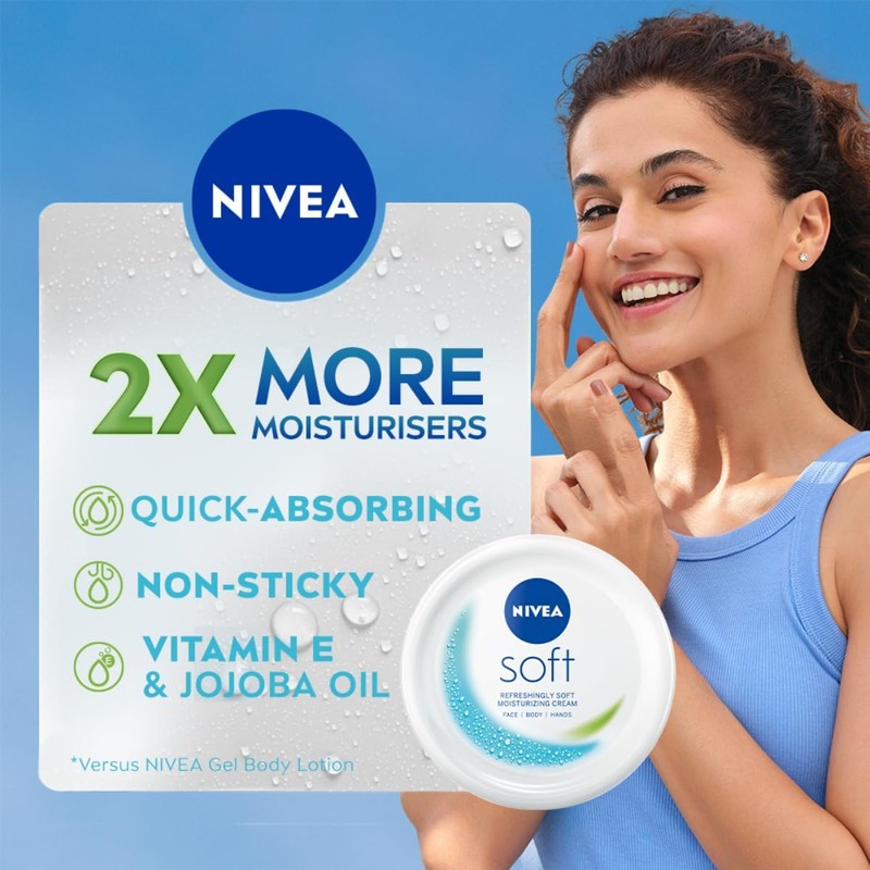 NIVEA Soft Light Moisturizer Cream, with Vitamin E & Jojoba