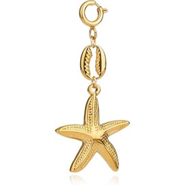 Seesterne Muscheln Bikinies Verzierungen,Schlüsselanhänger für Strandstile Dekoration Körperketten für Frauen, Sommer Strand Strass Körper Schmuc (Gold C)