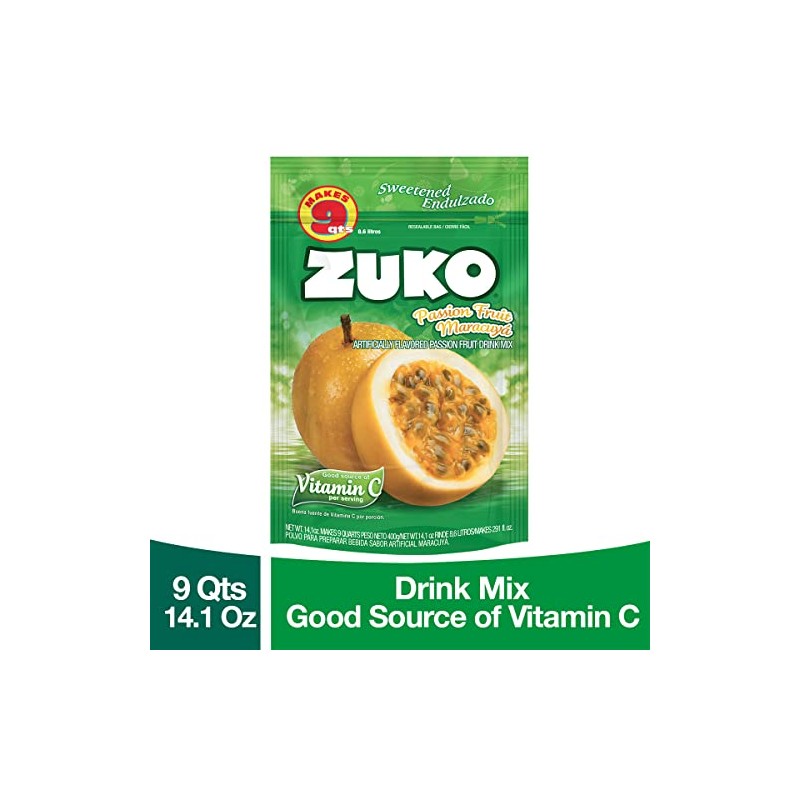Zuko Passion Fruit Instant Powder Drink Family Pack, 14.1 oz,