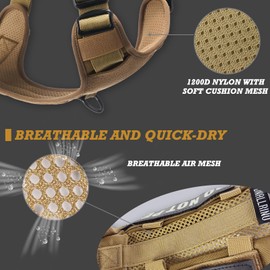 DNALLRINO Tactical Dog Harness for Medium and Large Breeds, Air Dog Vest No Pull with Reflective Do Not Pet Patches, Breathable Dog Molle Vests for Training Walking Hunting Brown