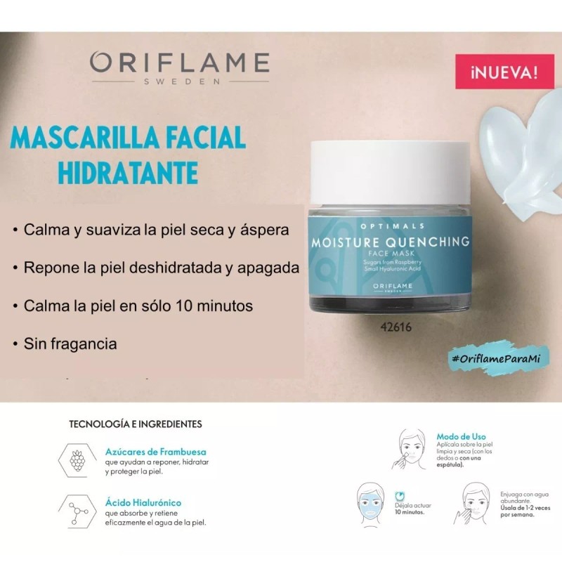 Optimals Mascarilla Facial Hidratante-ácido Hialurónico Oriflame