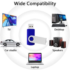 KEXIN 128GB Flash Drive 5 Pack USB Stick Thumb Drives USB 2.0 Memory Sticks Key Drive 128GB Zip Bulk Drives for PC, Laptop, 5 Color USB Drives Black Blue Red Yellow Orange