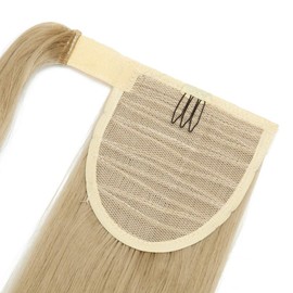 Silk-co 23inches Wrap Around Ponytail Hair Extensions Clip in Long Straight Pony Tail Hairpiece (Ash Blond/Blond)