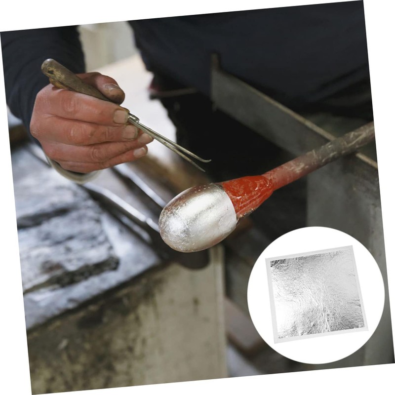 DOITOOL 200Pcs Silver Gilding Foils Imitation Leaves for Art Crafts