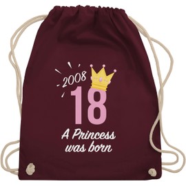 Shirtracer - Gym Bag Backpack - 18th Birthday - Eighteenth Birthday Girl Princess 2005, 09 Bordeaux red