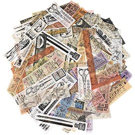 120 Pieces Vintage Scrapbook Washi Stickers Antique Decorative Planner Journal Sticker Decals Retro DIY Self-Adhesive Washi Paper Stickers for Photo Albums Cards DIY Projects (Astronomy, Ruler, Time)
