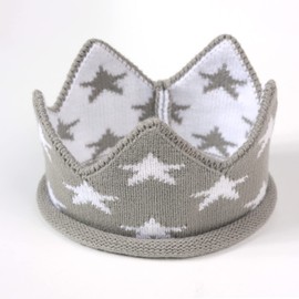 Nishine Baby Knitted Crown Headband Hat Birthday Party Crochet Beanie Cap Hat for Boy Girl (Gray&Star)