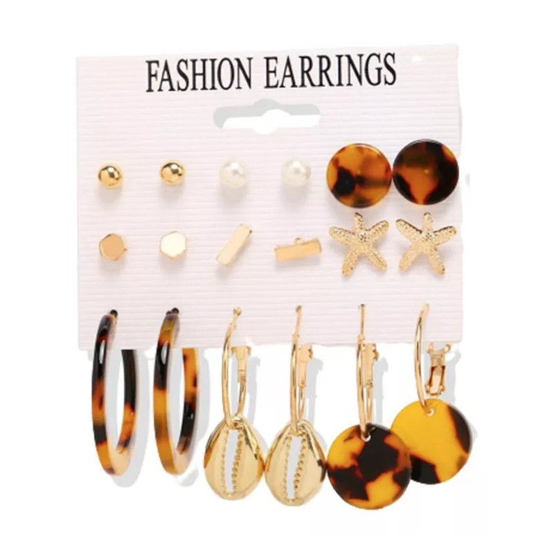 Deluxe Aretes 9 En 1 Playa Concha Carey Fantasía De
