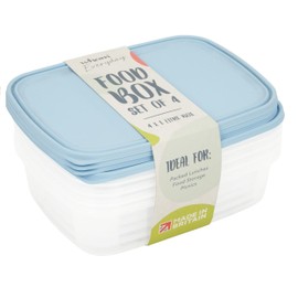 Wham Cuisine Clear Everyday Set of 4 Food Storage Box Containers with Lids - 1 L