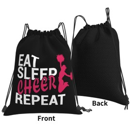 AIMASTZ Eat Sleep Cheer Repeat Unisex Drawstring Backpack Bag Sport Gym Swim Travel Sackpack