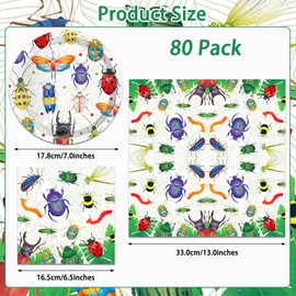 80-Piece Ladybug Party Supplies Set | 7 Inch Disposable Plates & Napkins – Perfect for Softball Themed Birthdays, Gatherings & Celebrations for 40 Guests