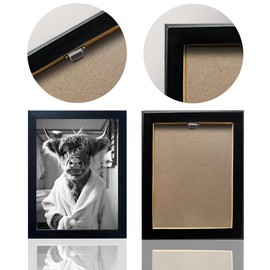 Framed Highland Cow Brushing Teeth Wall Art, Black and White Bathroom Wall Decor, Funny Cow Pictures Guest Bathroom Decor, Funny Animal Canvas Print rtwork