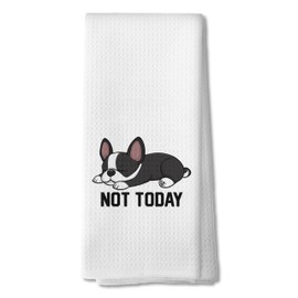 DOFQZ not Today Funny Boston Terrier Kitchen Towels, Boston Terrier Gifts Hand Towels for Bathroom, Boston Terrier Gifts for Women Decorative Tea Towels Dish Towels, Boston Terrier Decor, 16x24 Inch