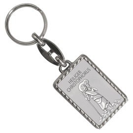 Saint Christopher HC Silver Keyring with Border of the Patron Saint of Travellers and Drivers for the Keychain with Saint Figure as a Gift for Beginners Drivers, Border