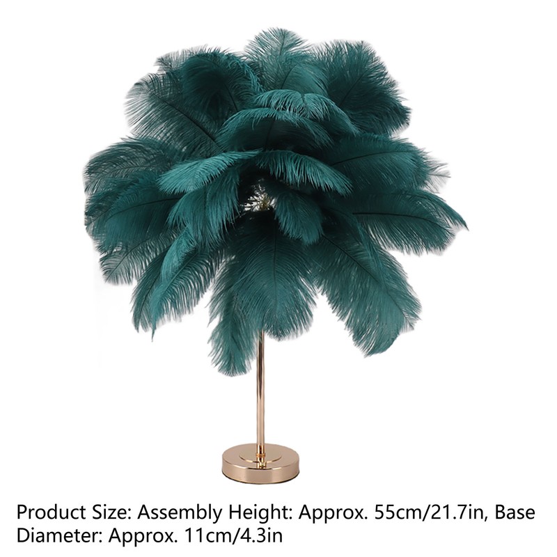 Ostrich Feather Table Lamp Rechargeable Modern Romantic Decoration Lamp Bedroom