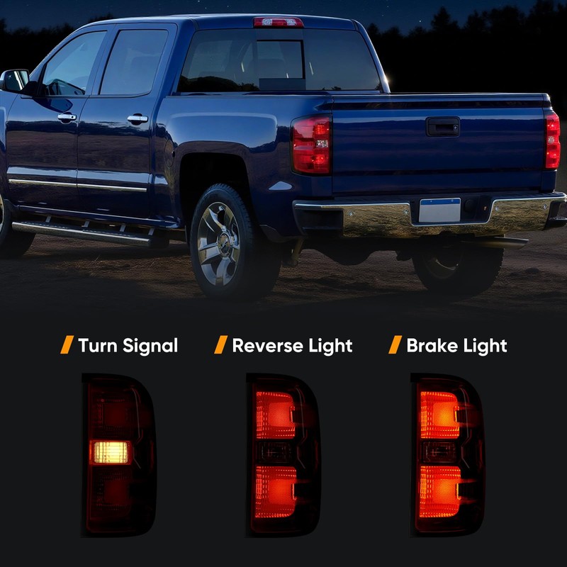 Reilauto Tail Light Assembly Compatible with 2016-2019 Chevy Silverado 1500