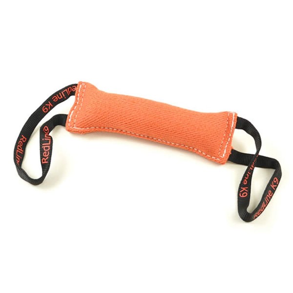 Orange French Linen Dog Tug Toy (3" X 10") 2 Handles Redline K9