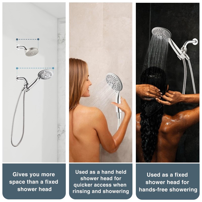 BRIGHT SHOWERS 9 Spray Settings Shower Head with Handheld High
