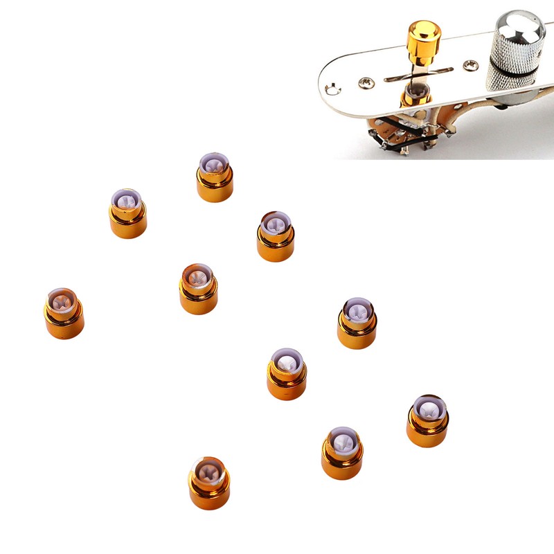 10PCS Electric Guitar Pickup Switch Tip Gold Round Retro Plastic