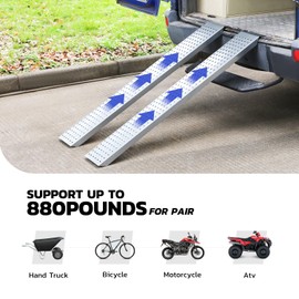 DNA MOTORING 63in A3 Steel Versatile Loading Ramp for Hand Truck, Bicycle, Motorcycle, ATV & More, 880 pounds Each Pair Capacity, TOOLS-00466