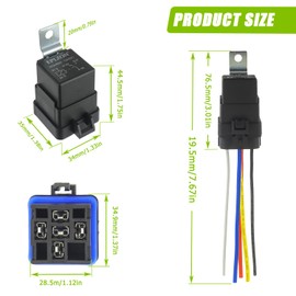 EPLZON 5 PIN 80/60 AMP 12V DC SPDT Waterproof Relay Heavy Duty 14 AWG Tinned Copper Wires with Harness Kit for Boats Auto Fan Cars(Pack of 2pcs)