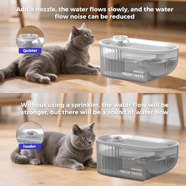 PAPIFEED Cat Water Fountain + Stainless Steel Tray + 1 Silicone Mat - 84oz/2.5L Cat Drinking Water Fountain-Automatic Pet Fountain for Multiple Pets, LED Light - White