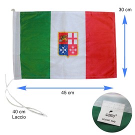 GUSTO Italy Nautical Civil Sea Flag with Nautical Fabric for Boat, Sea, National Beach Weatherproof Fabric (30 x 45 cm - Civil Navy)